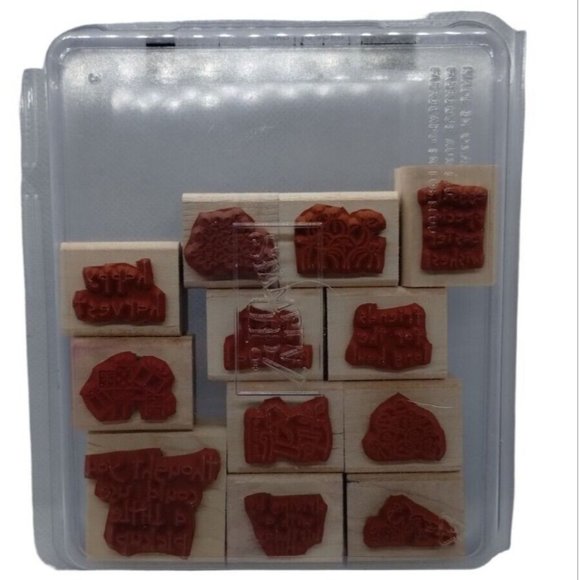 Stampin Up Loads of Love Accessories 12 Piece Rubber Stamp Kit Mounted Sayings - Picture 2 of 4